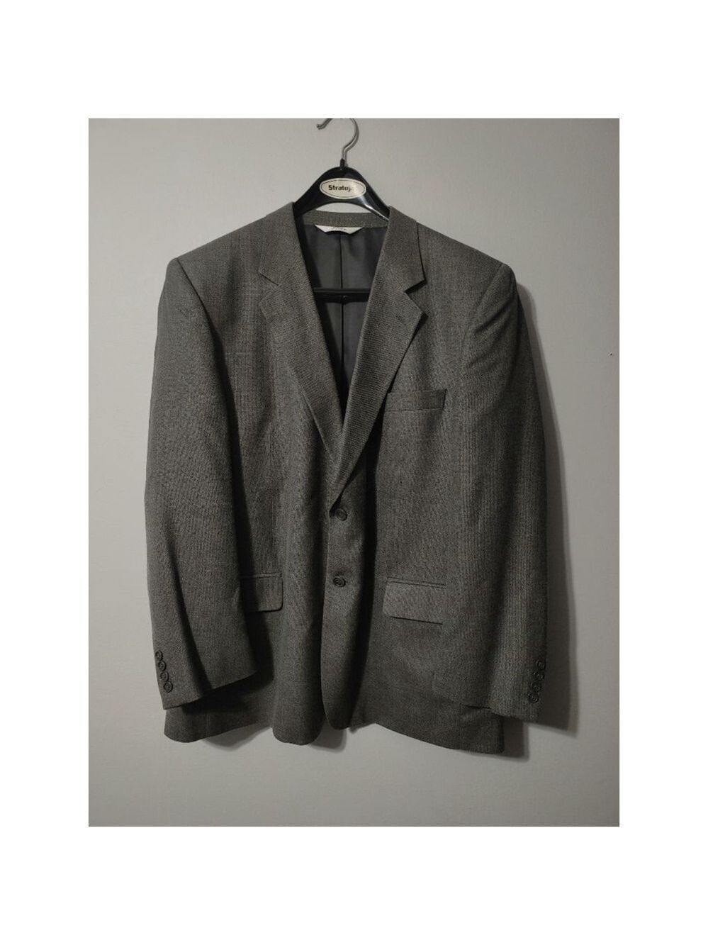 Men's VERSINI Dark Gray Regular Fit Sport Coat Wool Silk Blend Blazer 46R